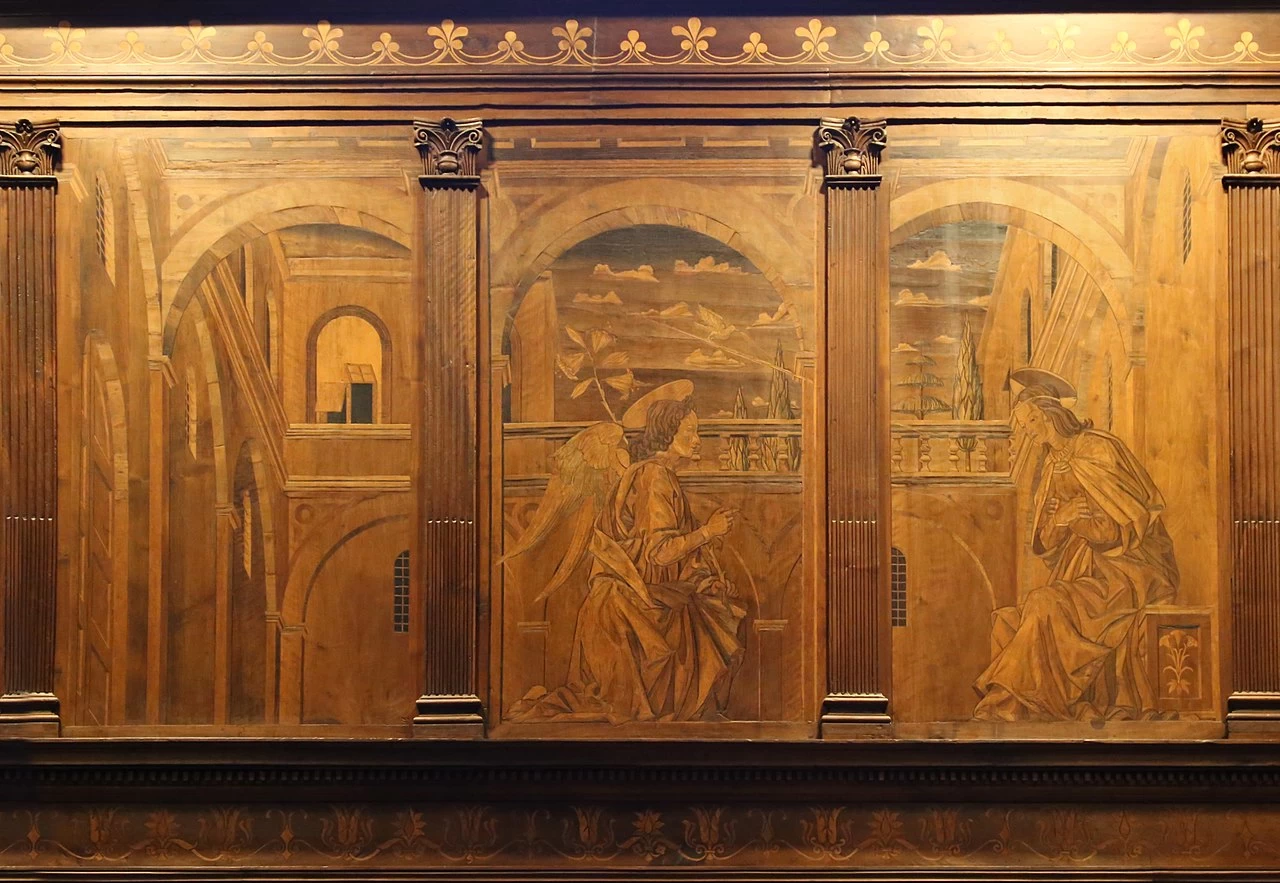 Tarsie della sagrestia delle messe - Annunciazione, con Giuliano da Maiano, Santa Maria del Fiore, Firenze, insieme